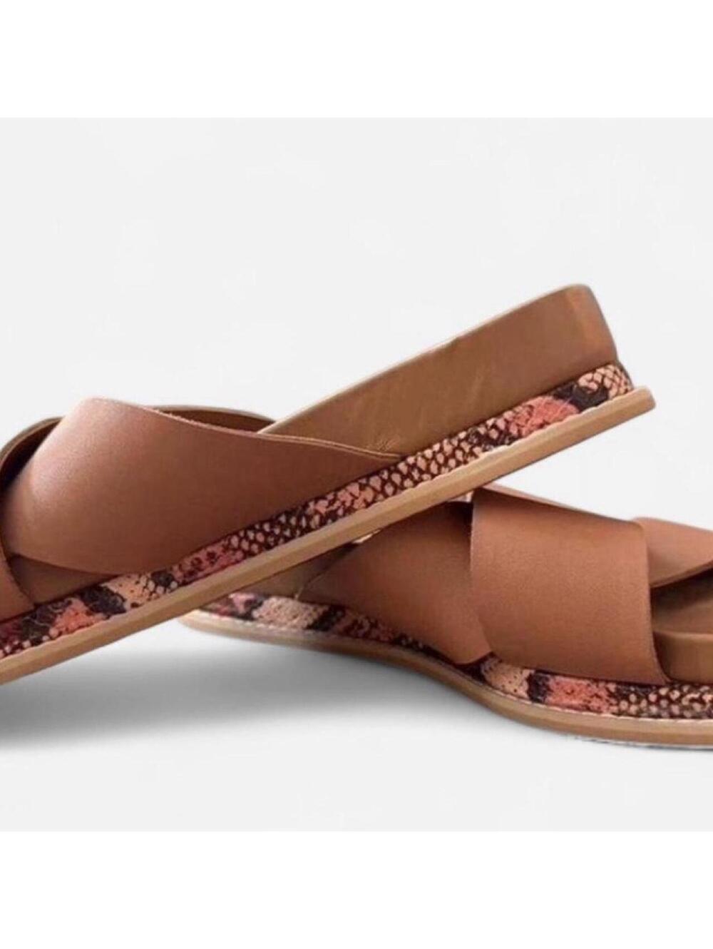 Women's Brown and Tan Sandal - Picture 2 of 3